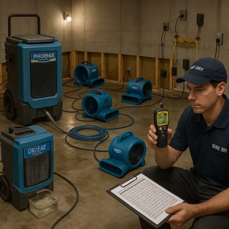 Structural Drying and Dehumidification process in Iota, LA